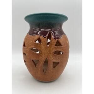 Walt Glass Studio Pottery Texas Sunset Glaze 6” Luminary Votive Candle Holder